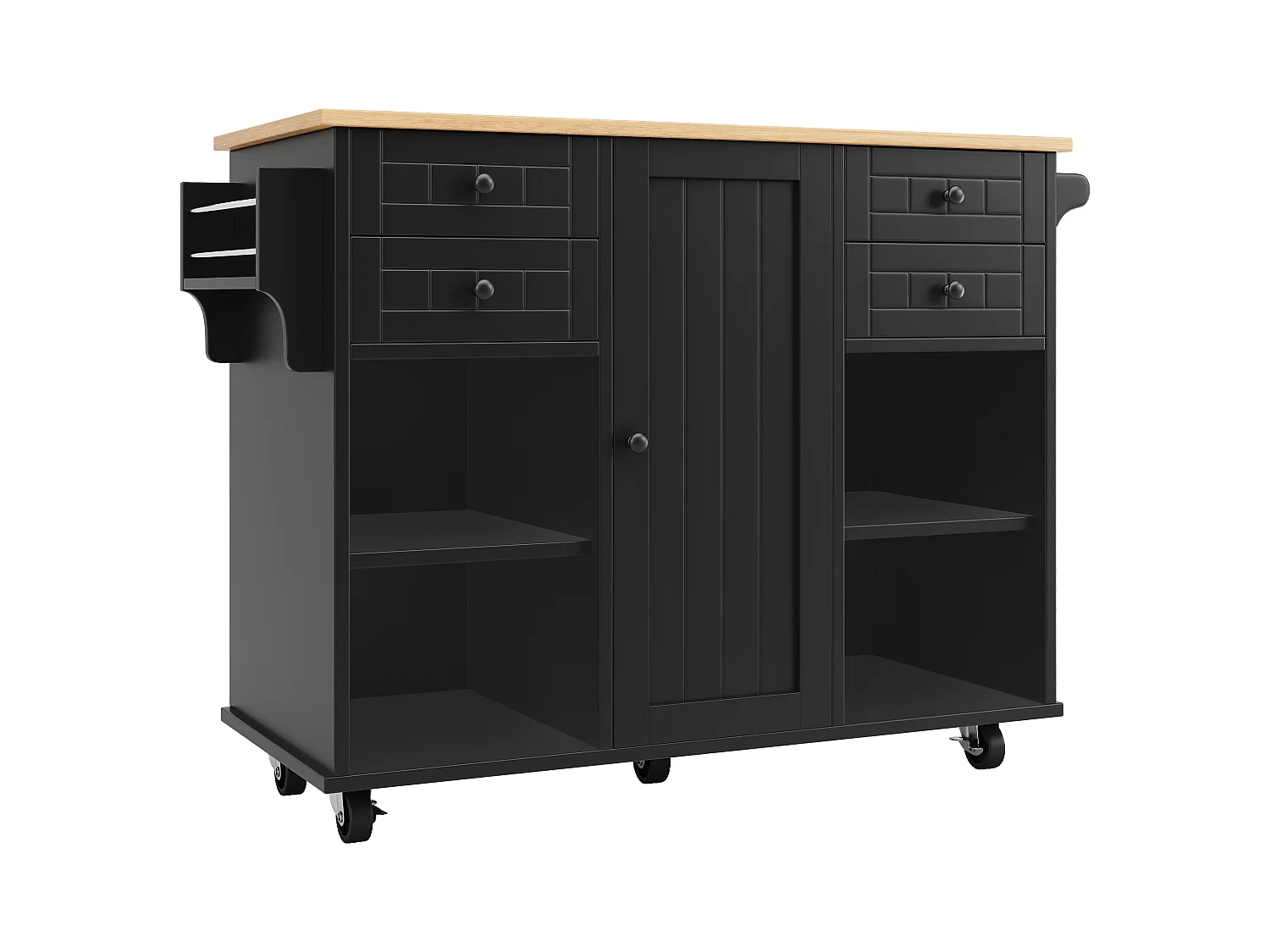 Desserte de cuisine 127x46x91.5 cm  1 porte et 4 tiroirs buffet avec cloisons amovibles - noir