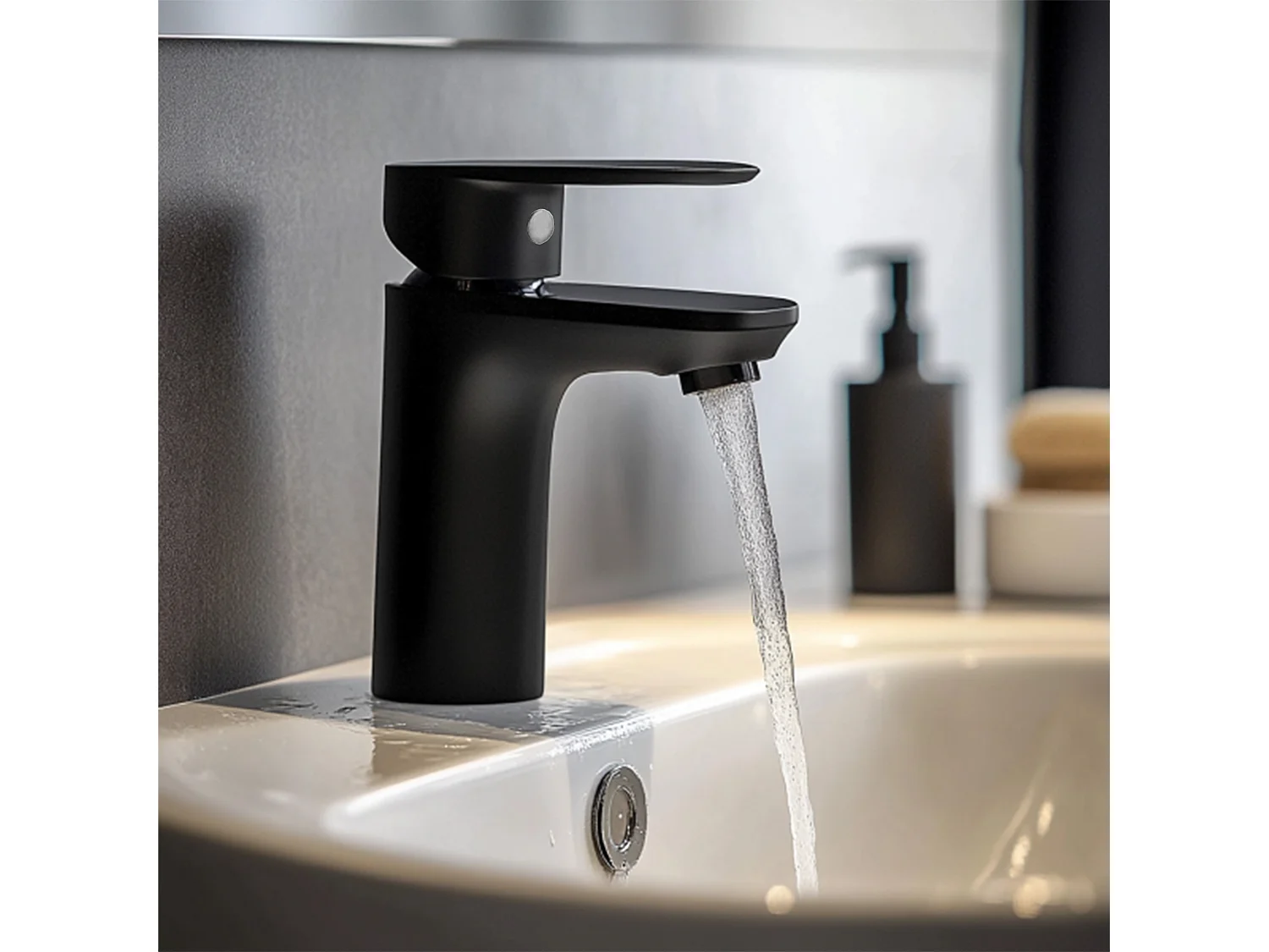 AICA columna de duchas en cromado y grifos de cocina en negro