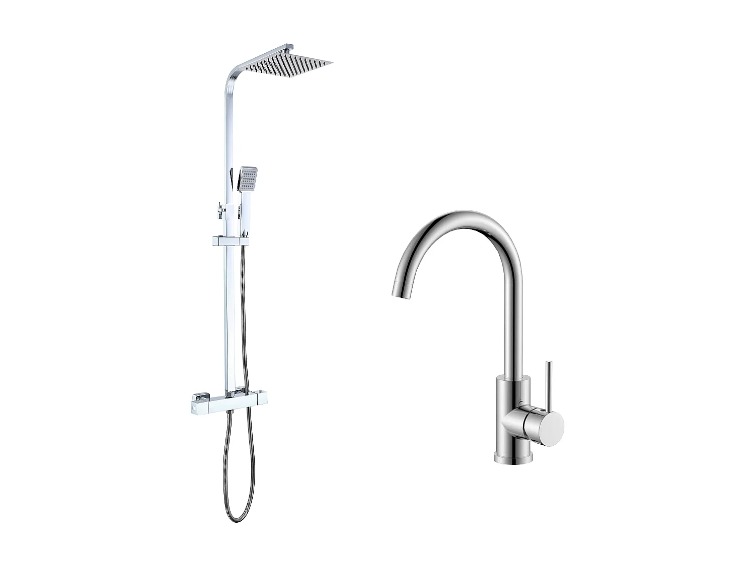 AICA columna de ducha termostático en cromo y grifo de cocina con control de temperatura