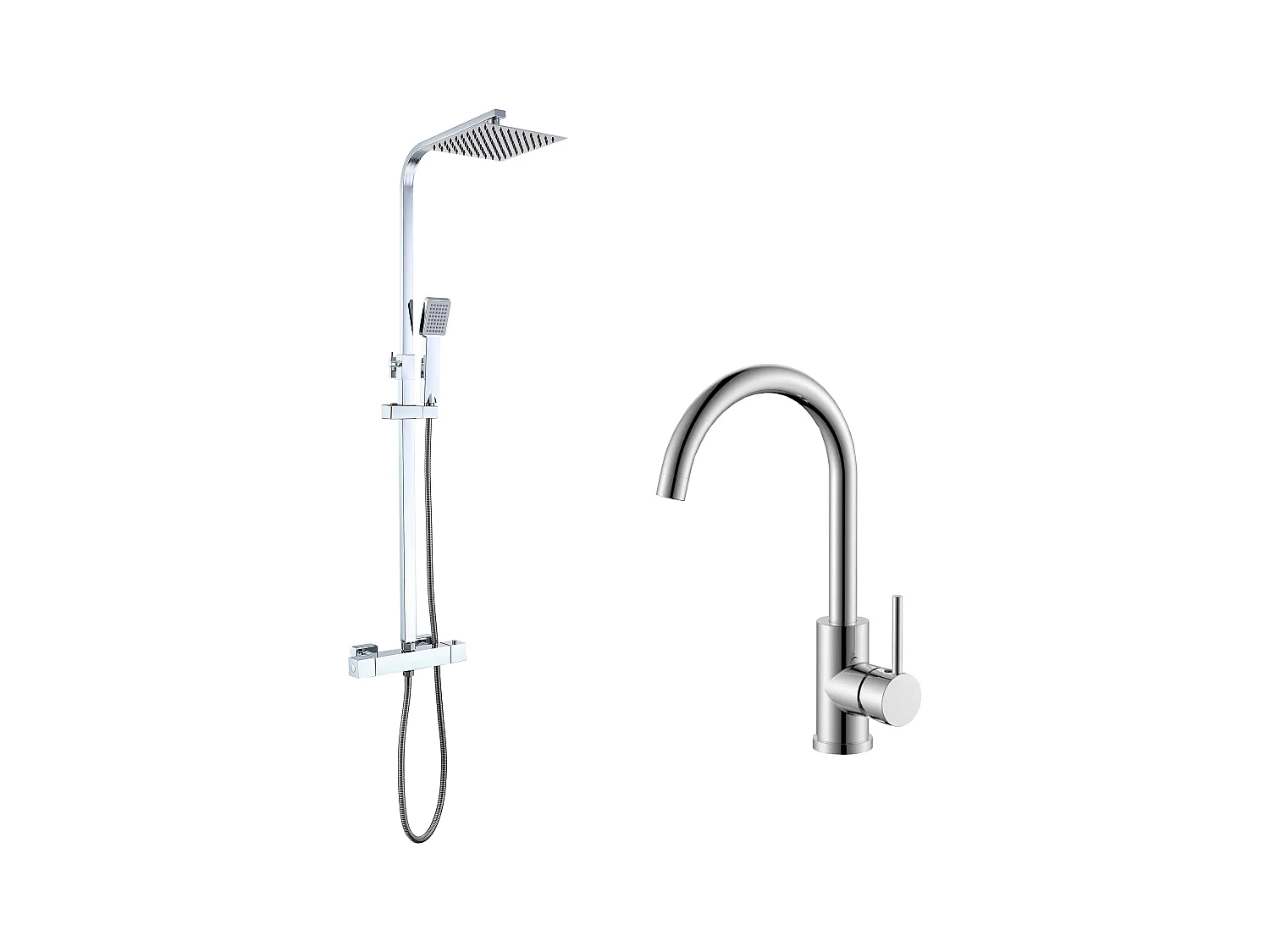 AICA columna de ducha termostático cromado y grifo de cocina con control de temperatura