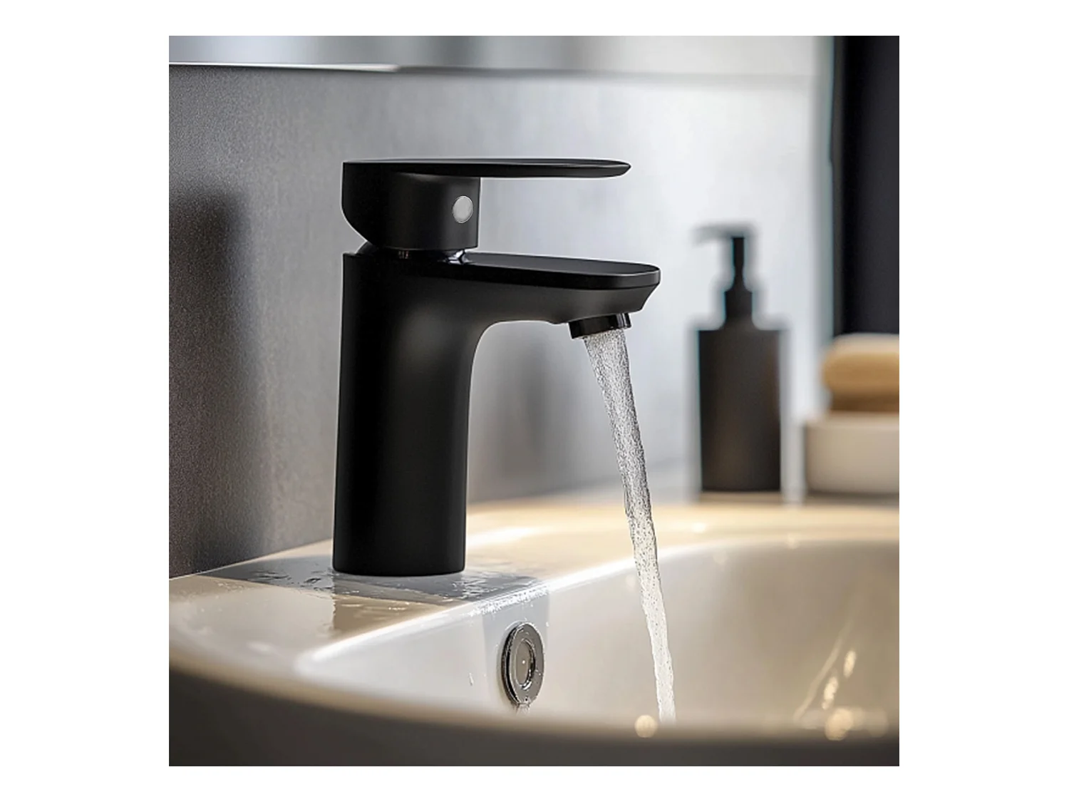 AICA columna de duchas en cromado y grifos de cocina en negro mate