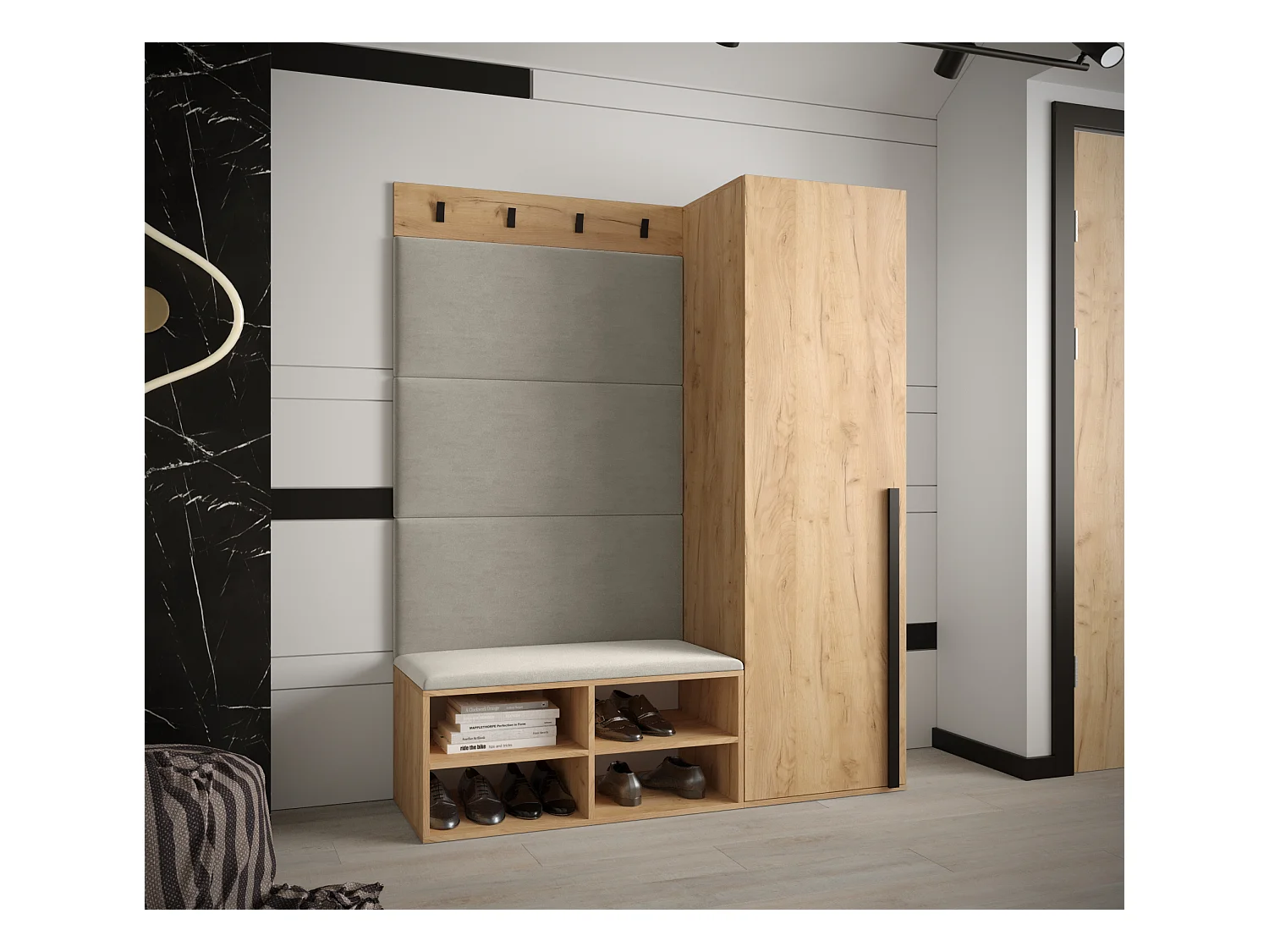 Ensemble de garde-robe Miro 6 184/134/42 (Chêne artisanal/Manila 02)