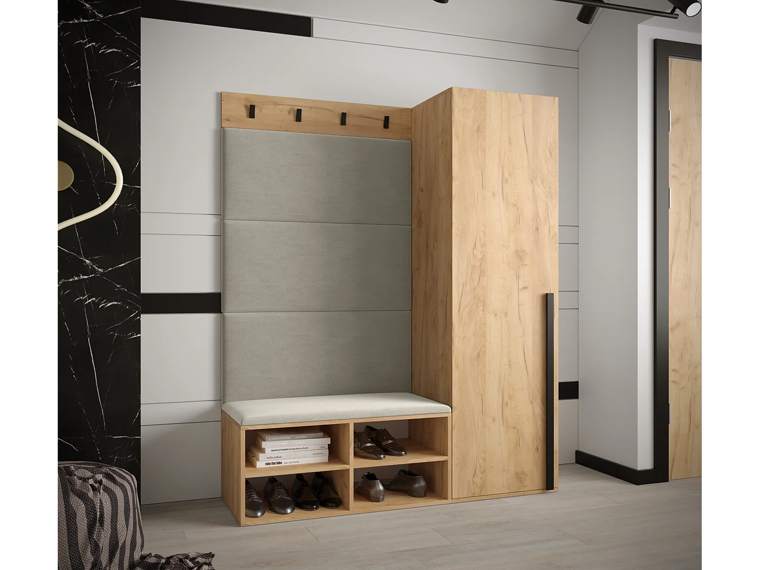 Conjunto de guardarropa Miro 6 184/134/42 (Roble/Manila 02)