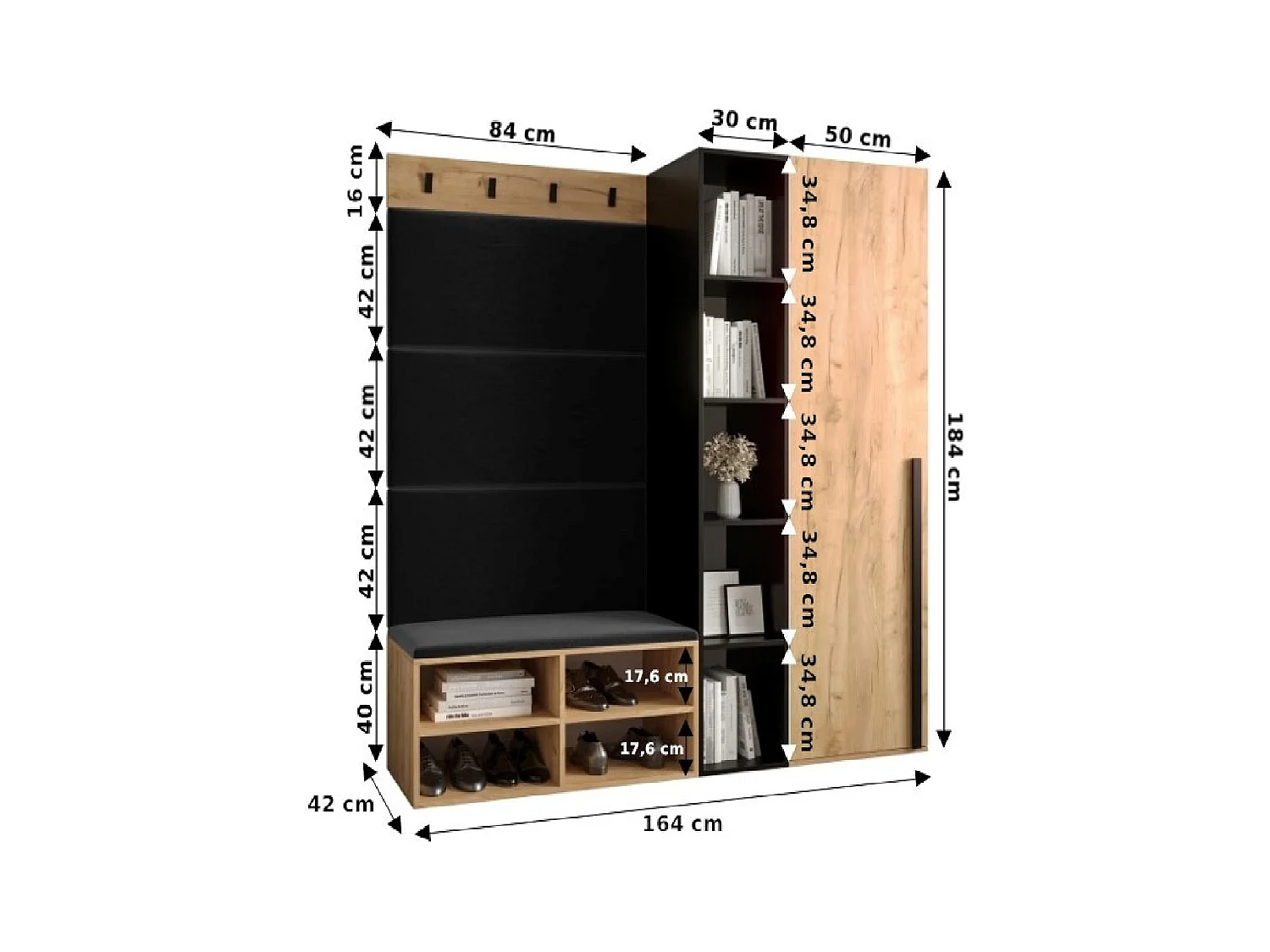 Ensemble de garde-robe Miro 1 184/164/42 (Blanc/Manila 18)