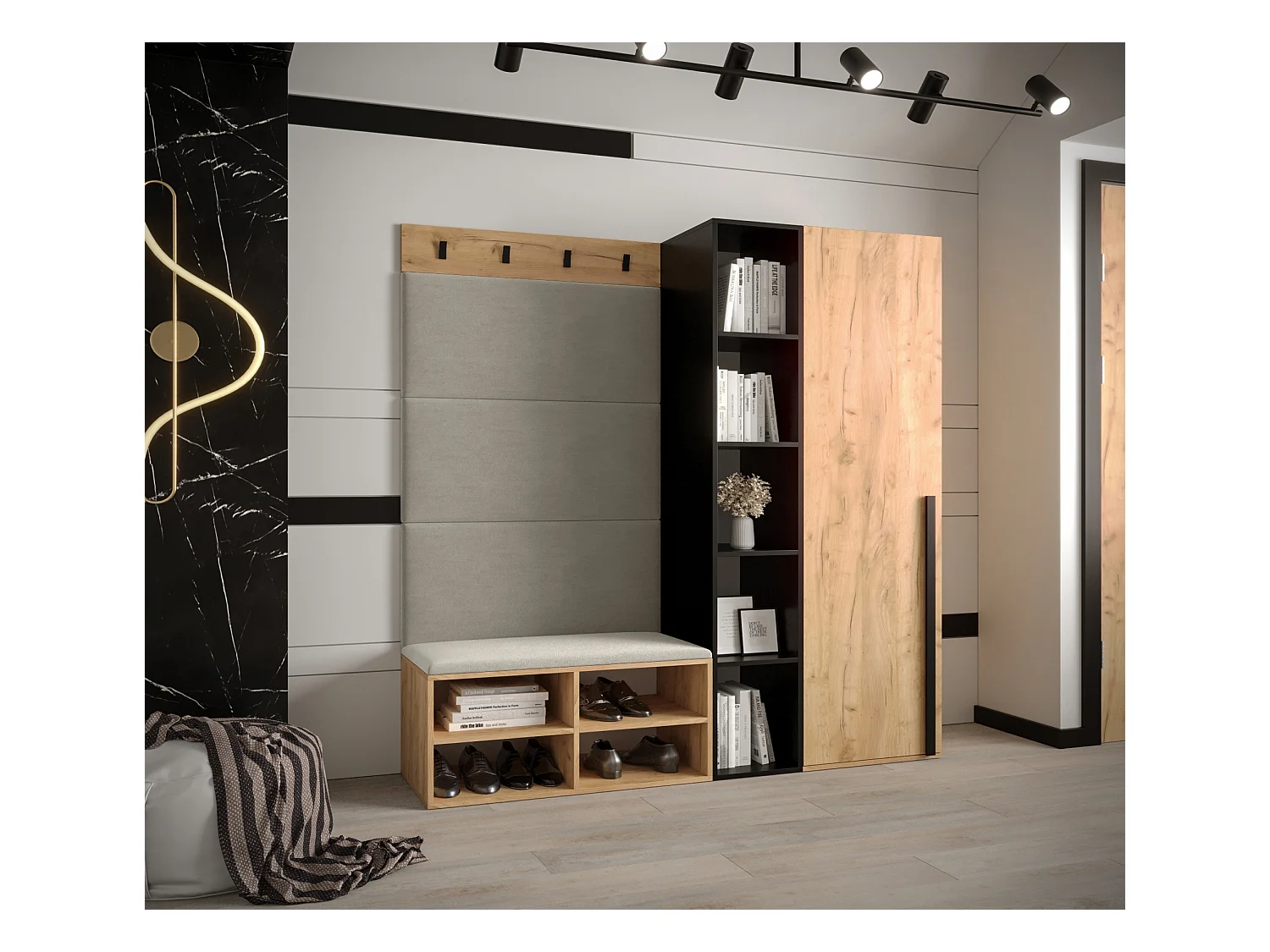 Ensemble de garde-robe Miro 1 184/164/42 (Chêne artisanal/Manila 02)