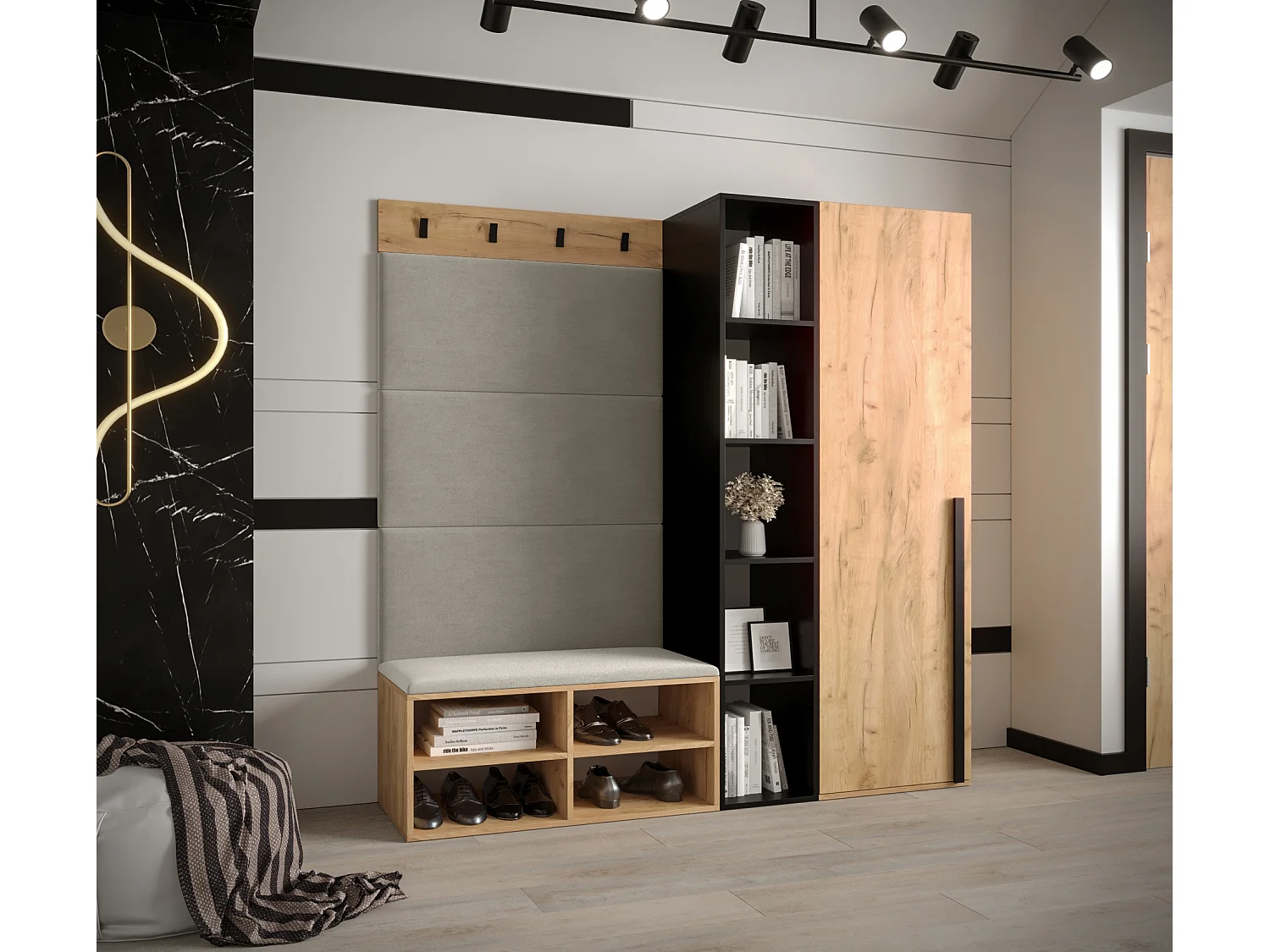 Conjunto de guardarropa Miro 1 184/164/42 (Roble/Manila 02)