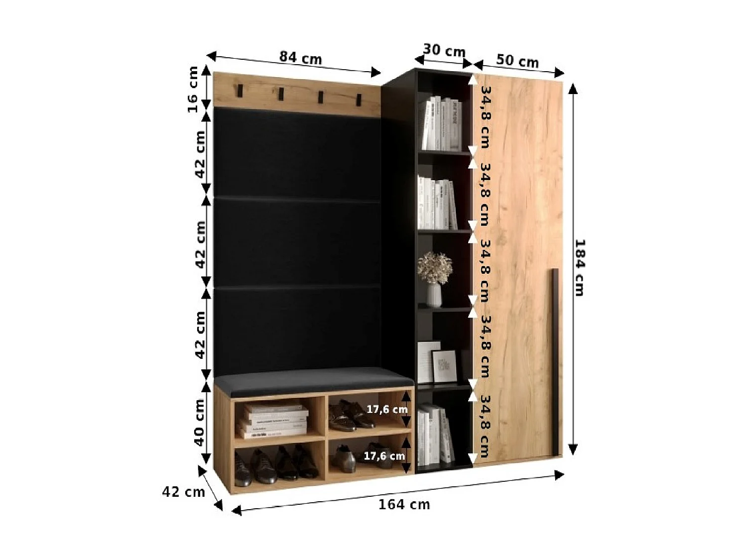 Conjunto de guardarropa Miro 1 184/164/42 (Blanco/Manila 02)