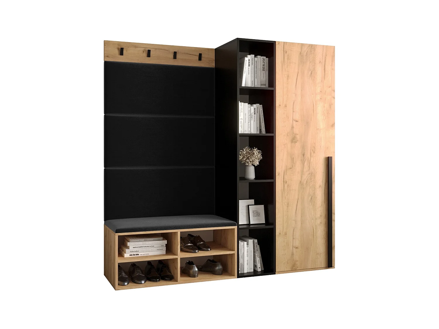 Ensemble de garde-robe Miro 1 184/164/42 (Chêne artisanal/Manila 18)