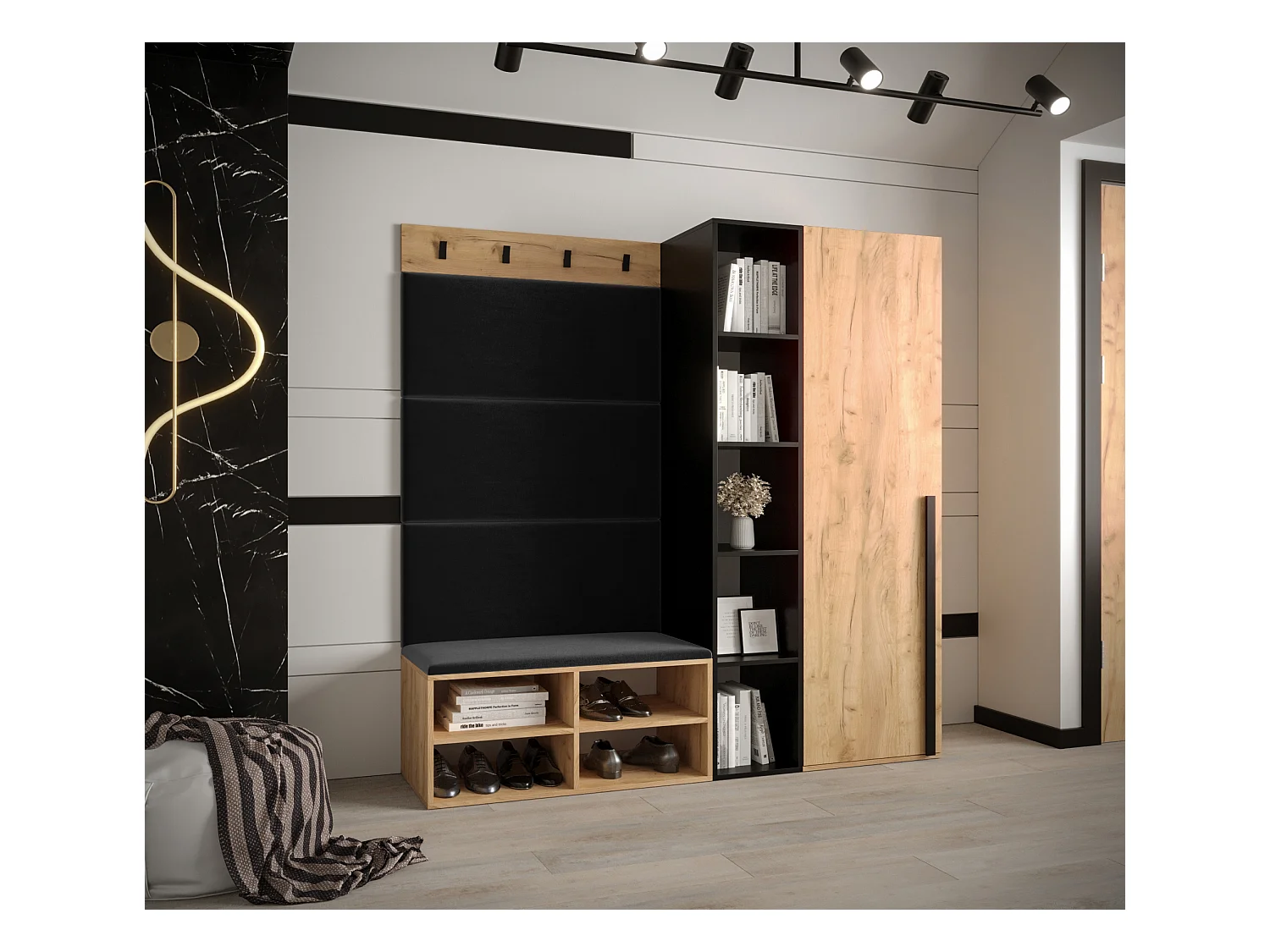 Ensemble de garde-robe Miro 1 184/164/42 (Chêne artisanal/Manila 18)