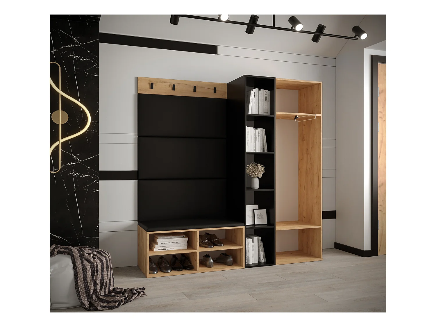 Ensemble de garde-robe Miro 1 184/164/42 (Chêne artisanal/Manila 18)