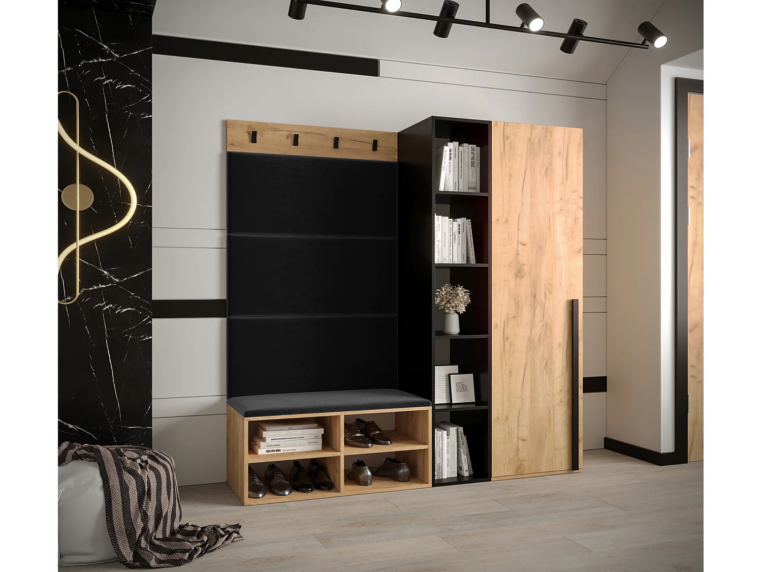 Conjunto de guardarropa Miro 1 184/164/42 (Roble/Manila 18)