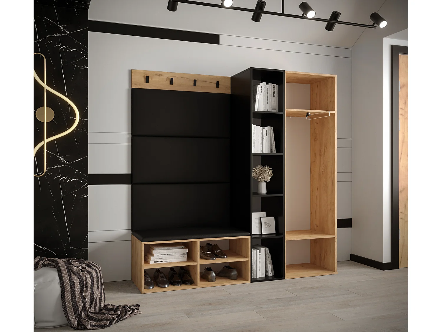 Conjunto de guardarropa Miro 1 184/164/42 (Roble/Manila 18)