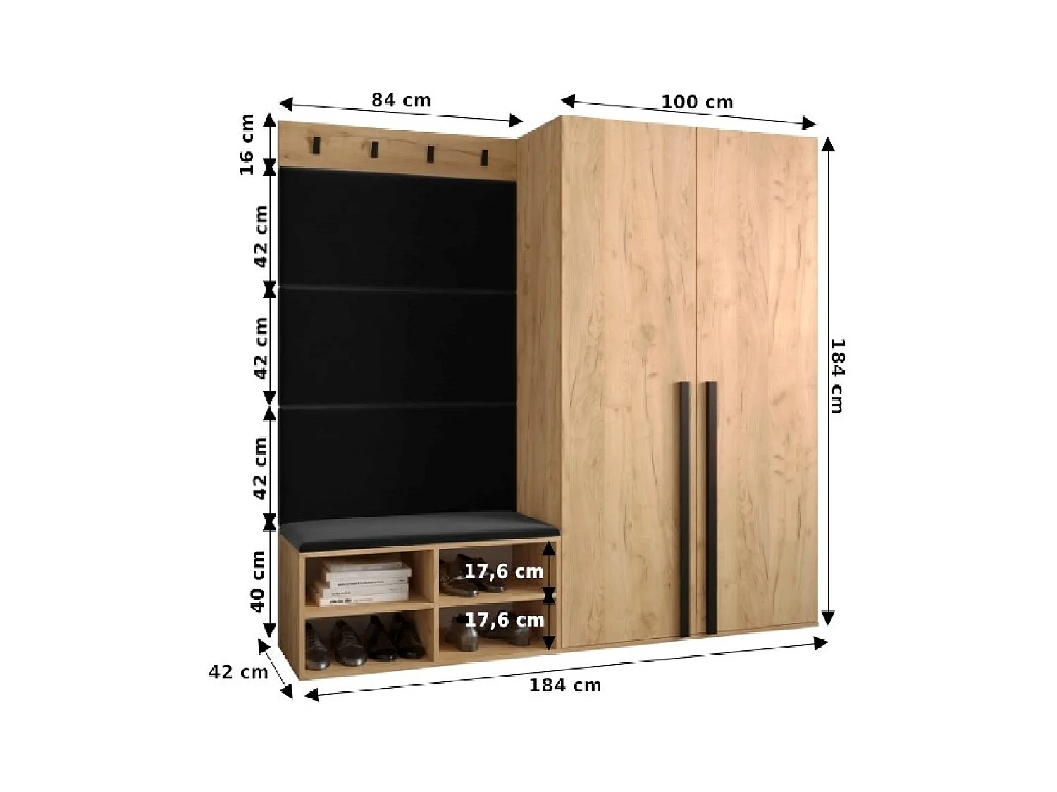 Ensemble de garde-robe Miro 5 184/184/42 (Blanc/Manila 16)