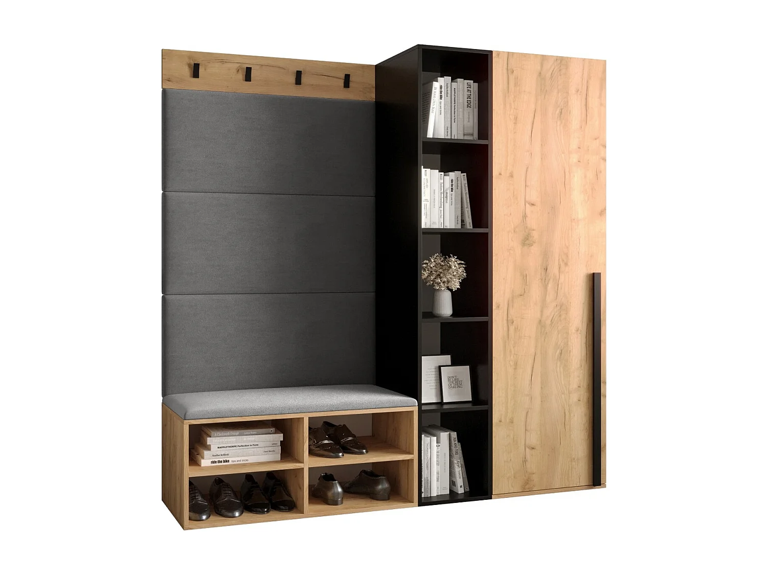 Conjunto de guardarropa Miro 1 184/164/42 (Roble/Manila 16)