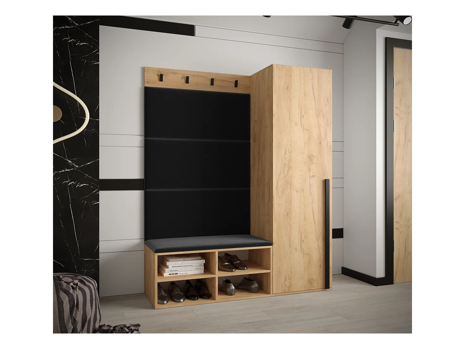 Ensemble de garde-robe Miro 6 184/134/42 (Chêne artisanal/Manila 18)