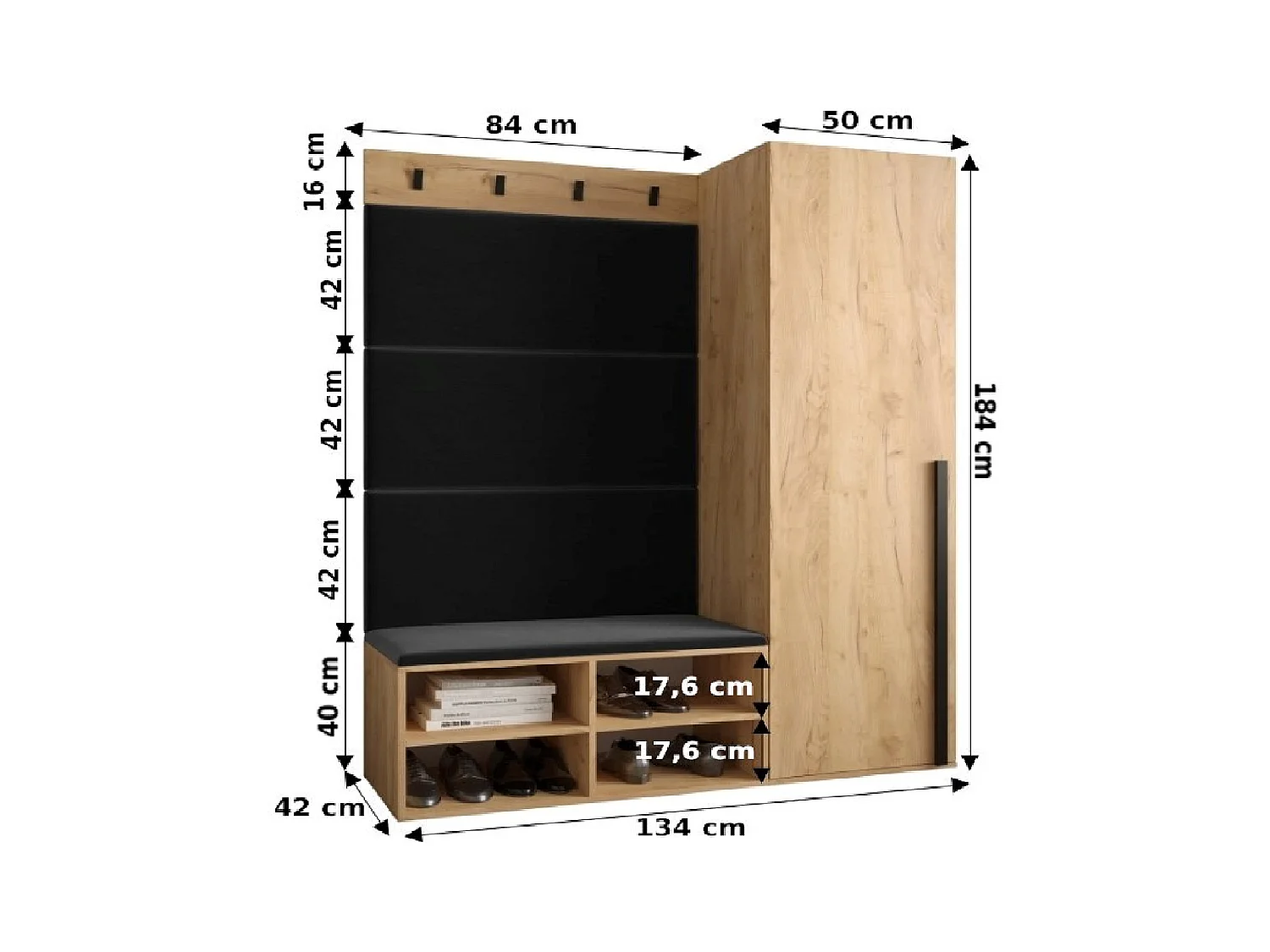 Ensemble de garde-robe Miro 6 184/134/42 (Chêne artisanal/Manila 18)