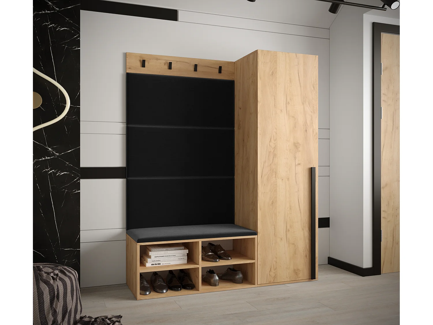 Conjunto de guardarropa Miro 6 184/134/42 (Roble/Manila 18)