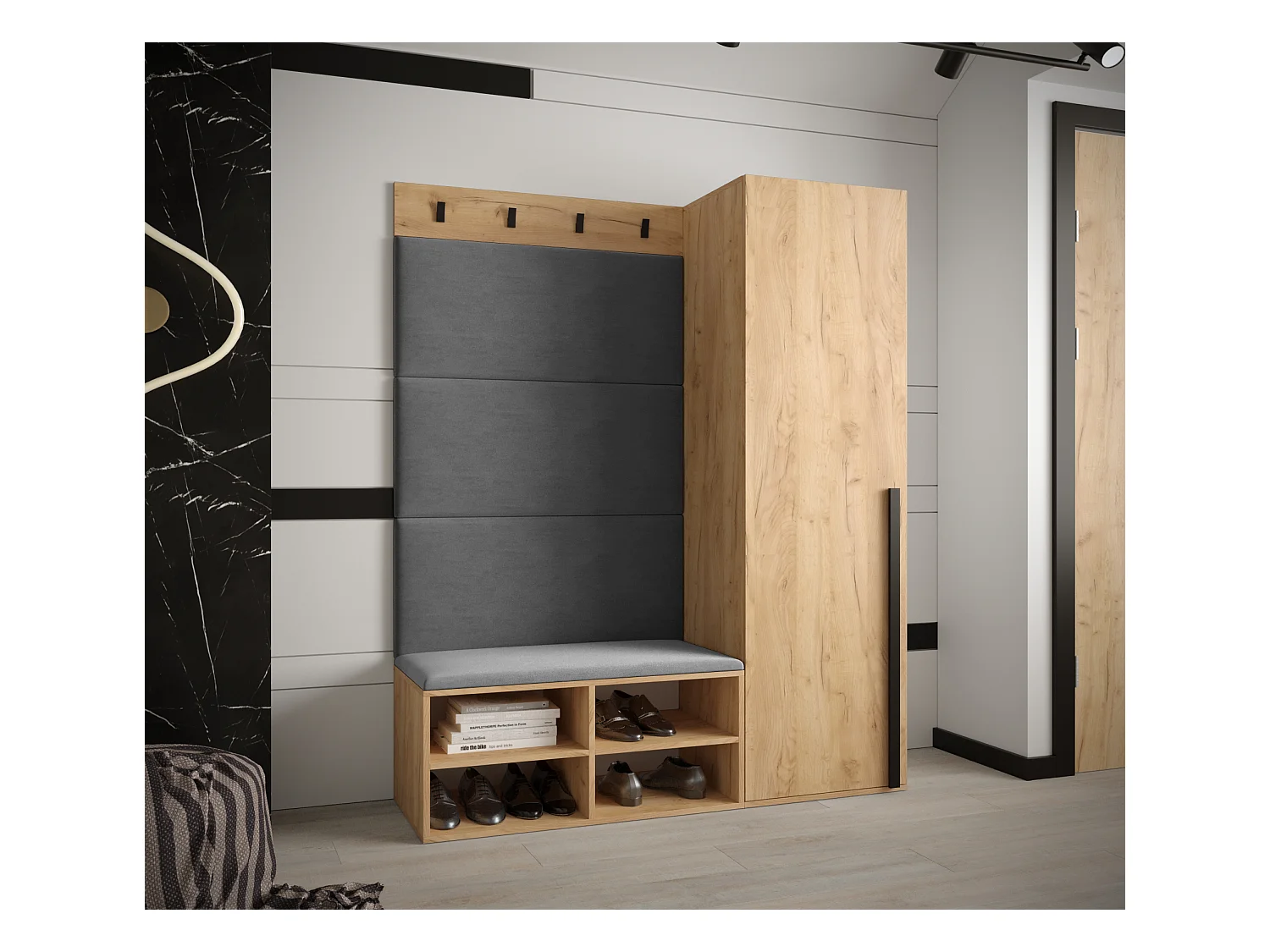 Ensemble de garde-robe Miro 6 184/134/42 (Chêne artisanal/Manila 16)