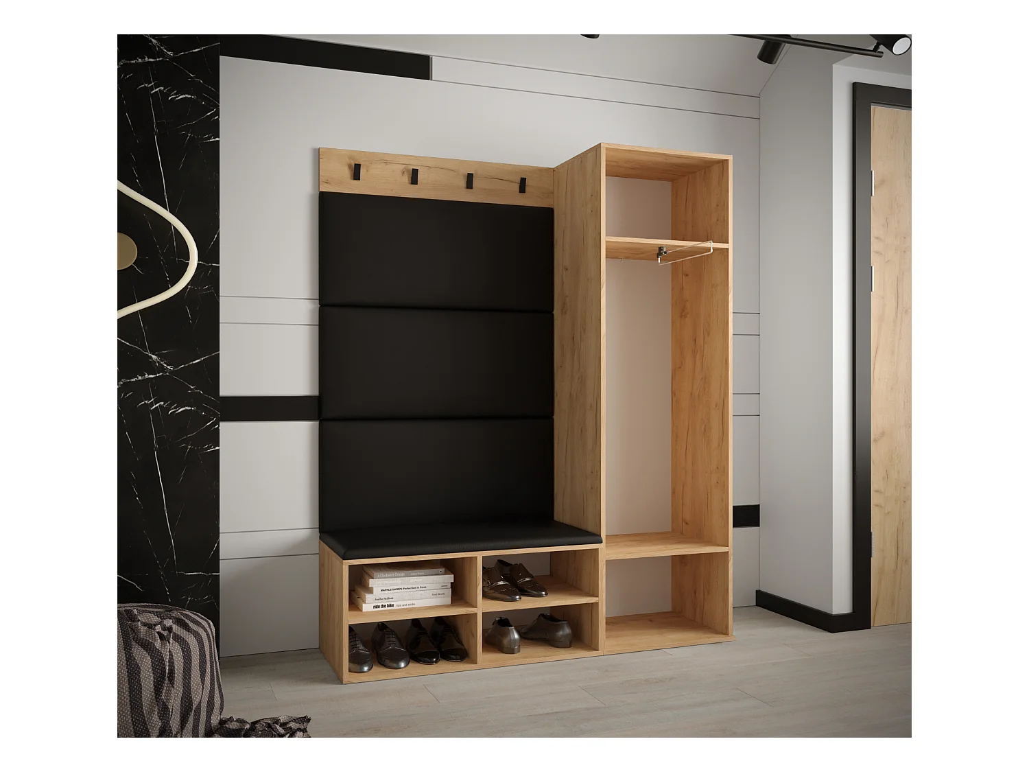 Ensemble de garde-robe Miro 6 184/134/42 (Chêne artisanal/Manila 16)