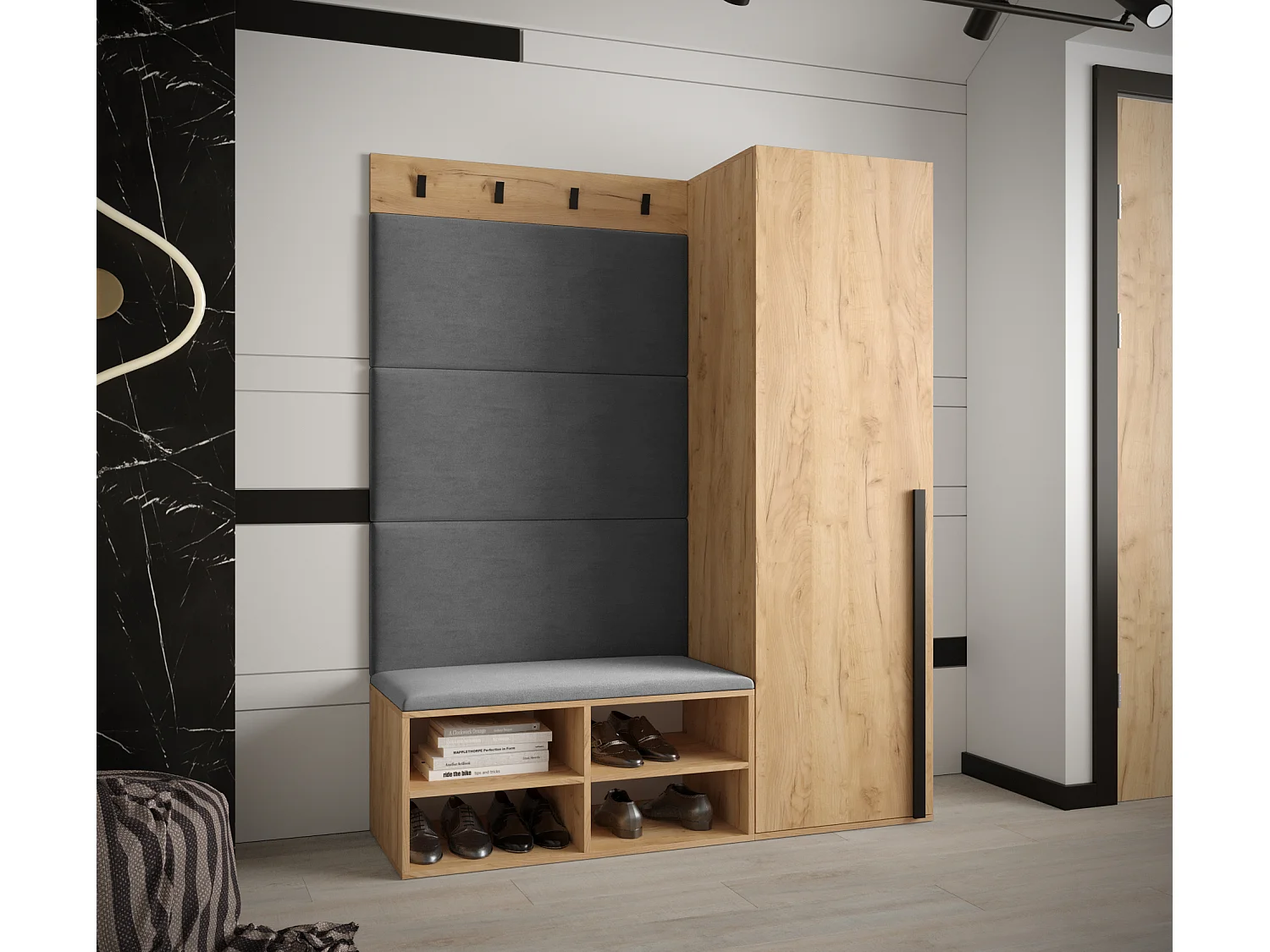 Conjunto de guardarropa Miro 6 184/134/42 (Roble/Manila 16)