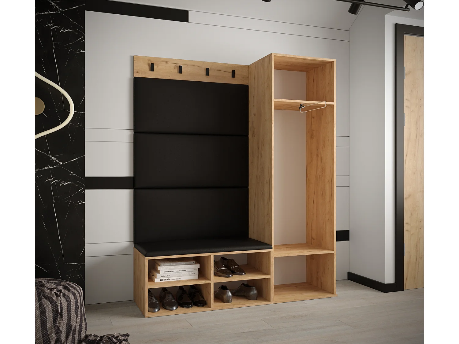 Conjunto de guardarropa Miro 6 184/134/42 (Roble/Manila 16)