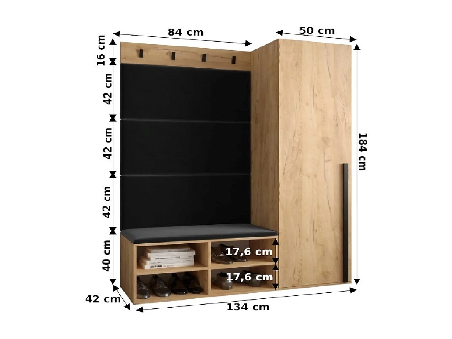 Conjunto de guardarropa Miro 6 184/134/42 (Roble/Manila 16)
