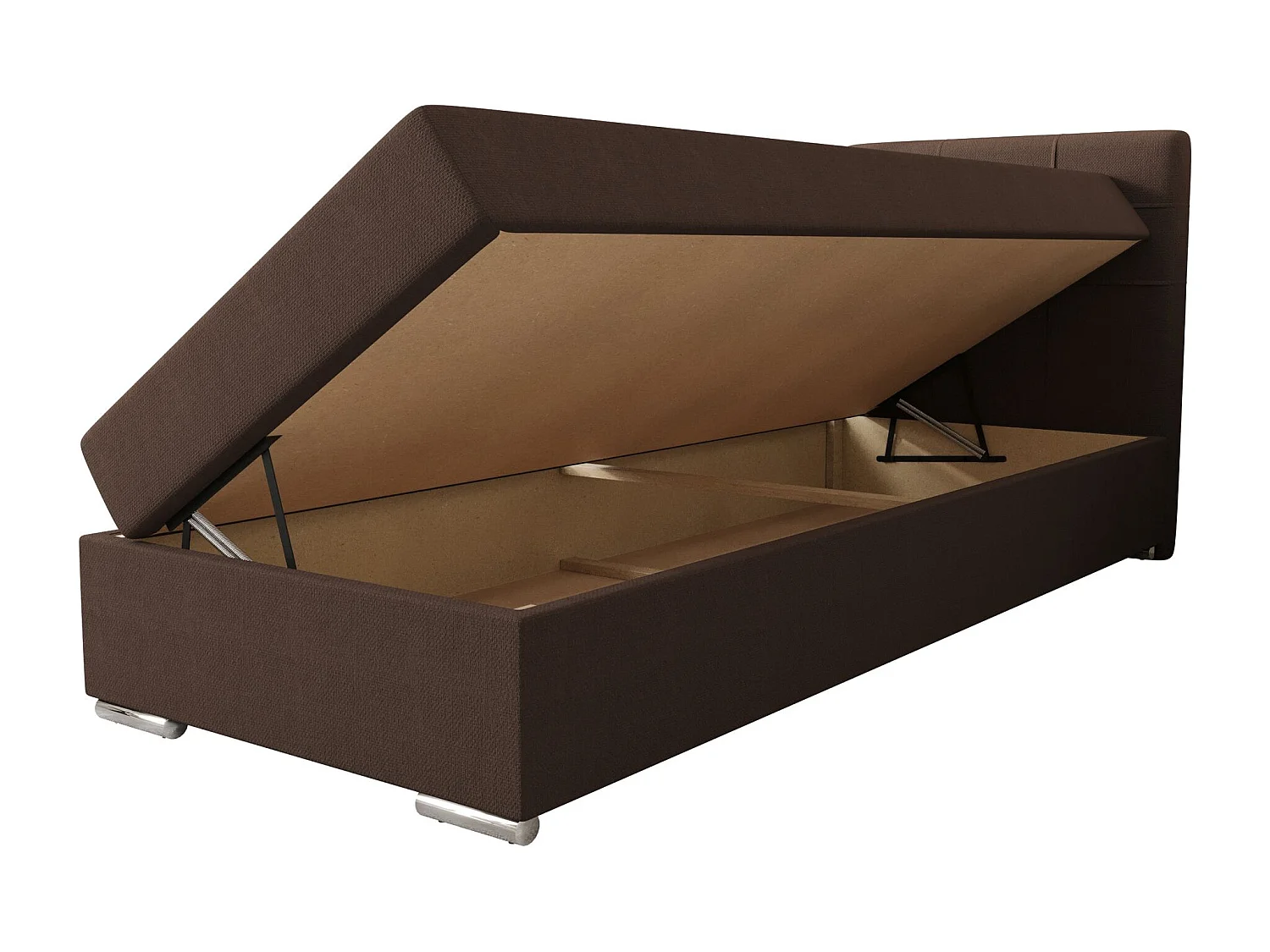 BEDANTE Boxspringbett ZAKO 1 80x200 Cosmic 800 Dunkelbraun Rechts Öffnung Bett Bettkasten Einzellbett Hotelbett Topper Matratze Schlafzimmer Stauraum