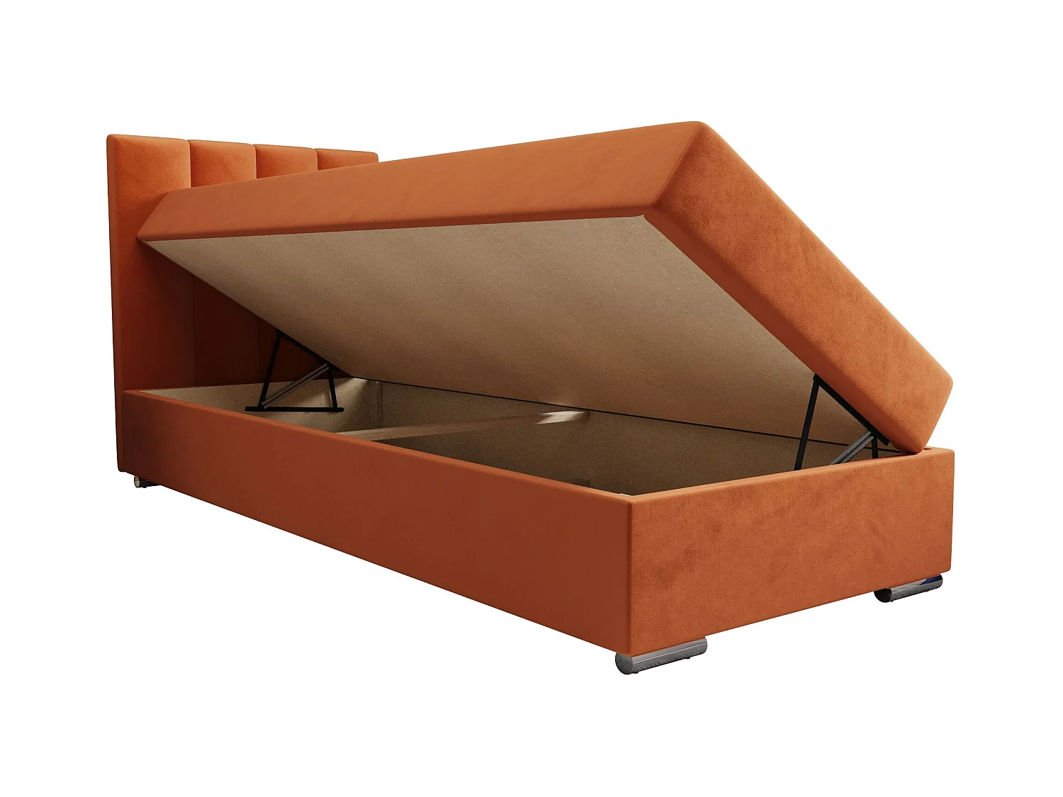 BEDANTE Lit boxspring ZAKO 2 90x200 Itaka 1 Marron Lit Ouverture à gauche Lit Litkasten