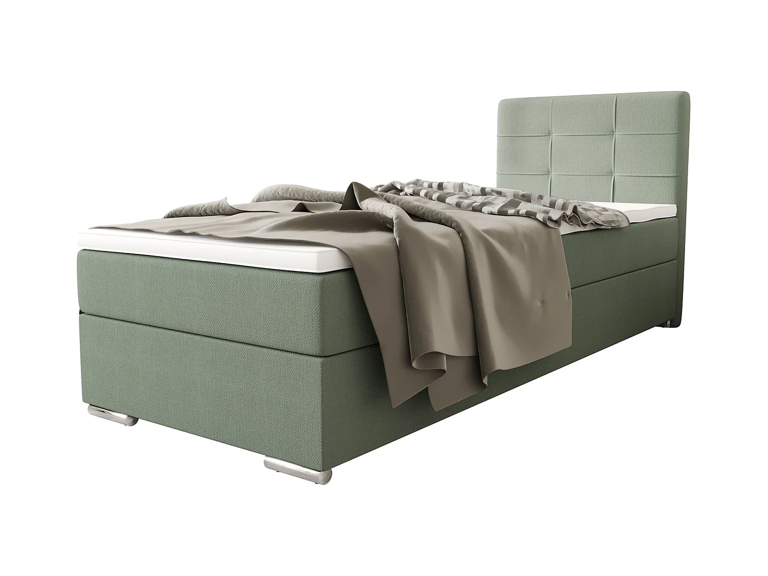 BEDANTE lit à sommier tapissier ZAKO 1 80x200 Cosmic 16 vert clair ouverture à droite lit litkasten