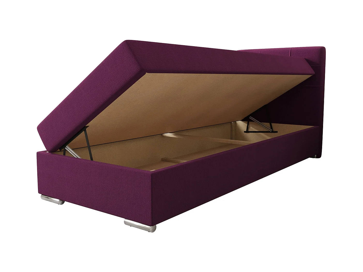 BEDANTE lit à sommier tapissier ZAKO 1 80x200 Cosmic 110 violet ouverture à droite lit litkasten