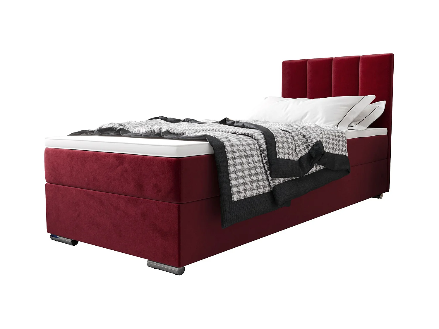 BEDANTE Lit boxspring ZAKO 2 90x200 Itaka 34 Rouge Lit Ouverture à gauche Lit Litkasten