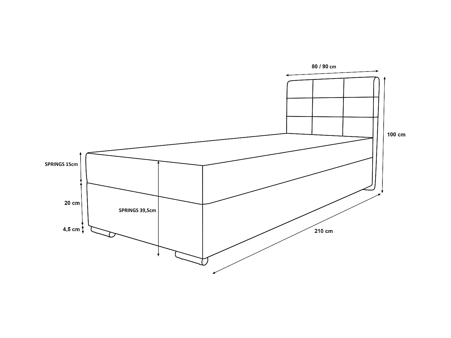 BEDANTE Lit boxspring ZAKO 2 90x200 Itaka 34 Rouge Lit Ouverture à gauche Lit Litkasten