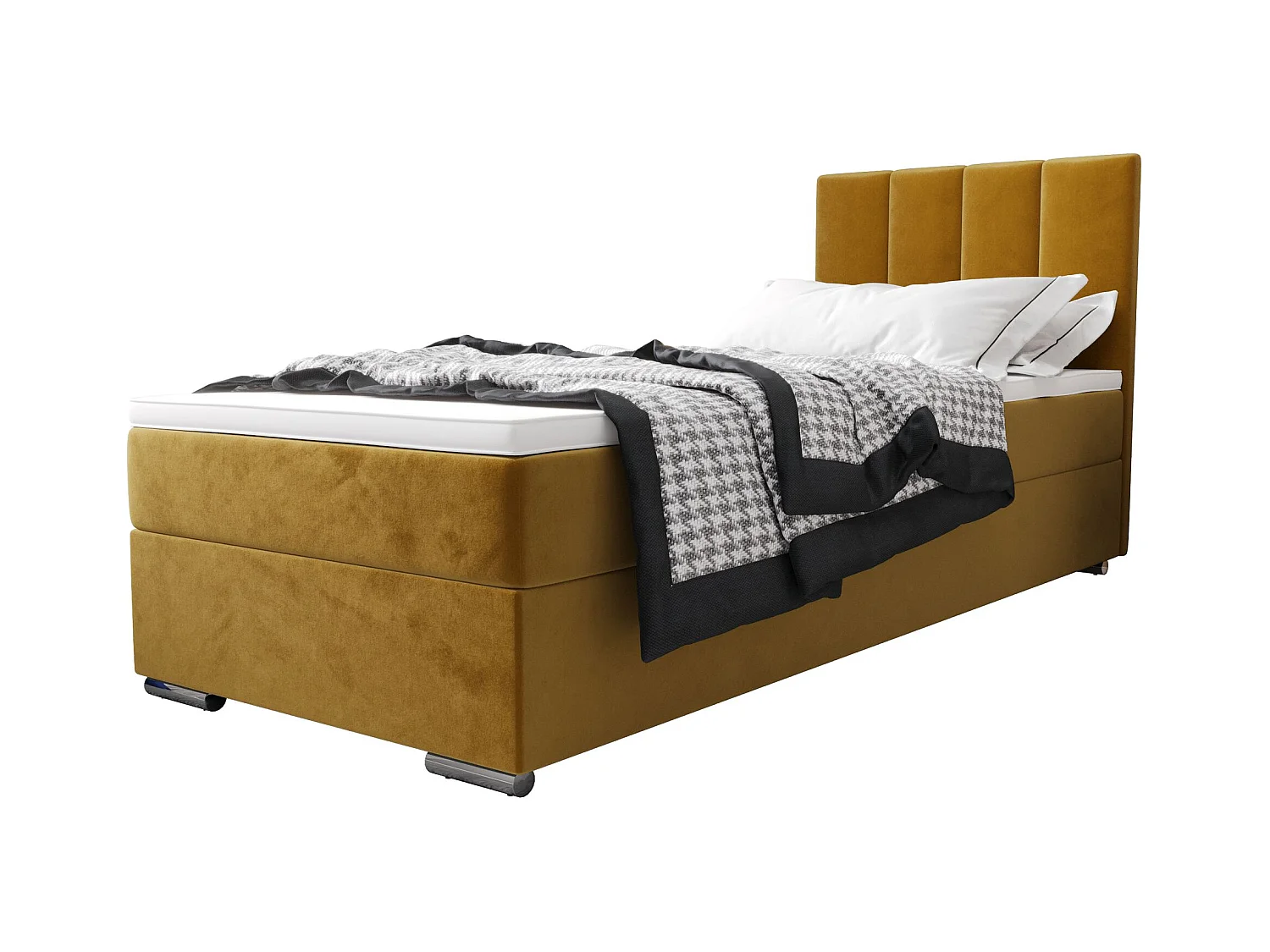 BEDANTE Lit boxspring ZAKO 2 90x200 Itaka 33 Orange Lit Ouverture à gauche Lit Litkasten