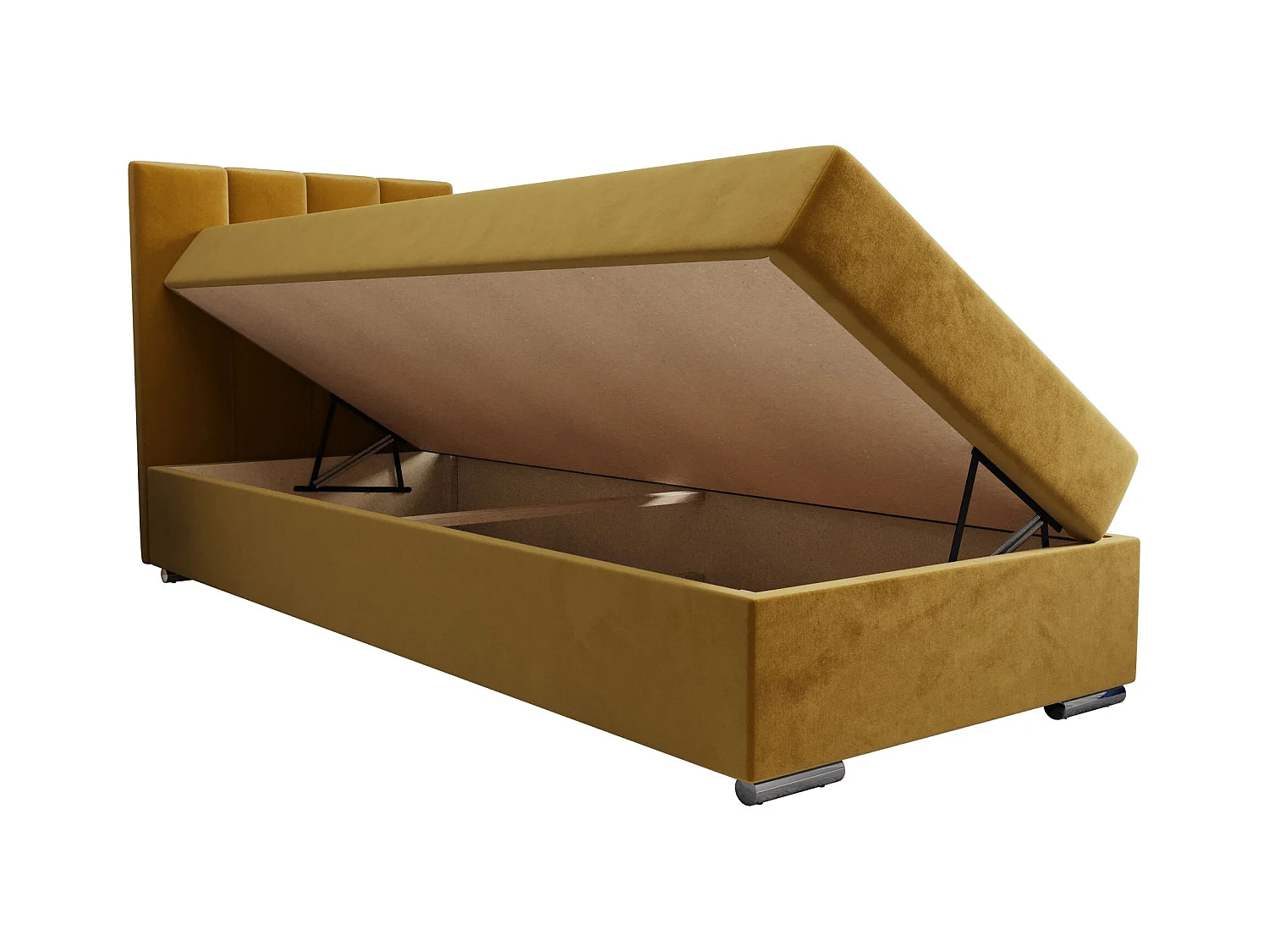 BEDANTE Lit boxspring ZAKO 2 90x200 Itaka 33 Orange Lit Ouverture à gauche Lit Litkasten