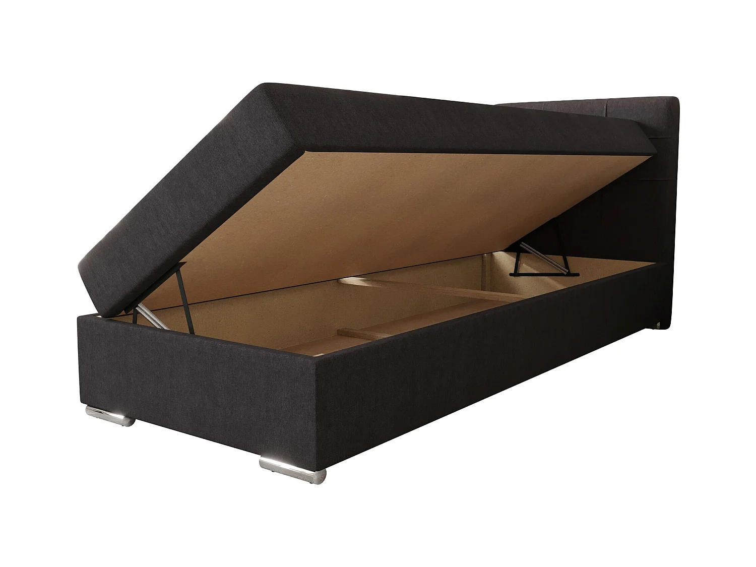 BEDANTE lit à sommier tapissier ZAKO 1 80x200 Cosmic 97 gris ouverture à droite lit litkasten