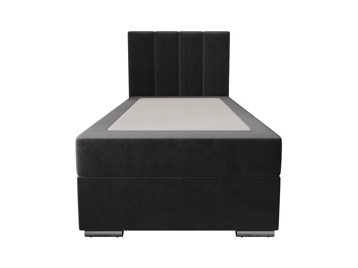 BEDANTE Lit boxspring ZAKO 2 90x200 Itaka 27 Gris foncé Lit Ouverture à gauche Lit Litkasten