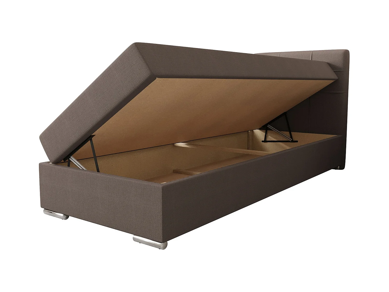 BEDANTE Boxspringbett ZAKO 1 90x200 Cosmic 808 Braun Rechts Öffnung Bett Bettkasten Einzellbett Hotelbett Topper Matratze Schlafzimmer Stauraum