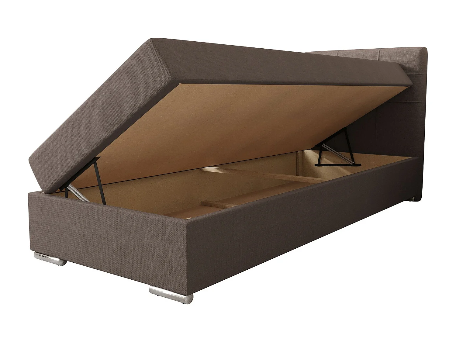 BEDANTE lit à sommier tapissier ZAKO 1 90x200 Cosmic 808 marron ouverture à droite lit litkasten