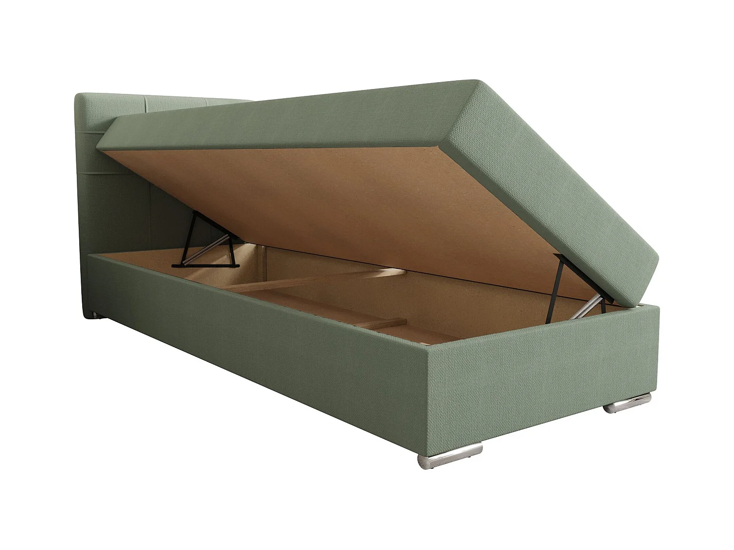 BEDANTE Lit boxspring ZAKO 1 80x200 Cosmic 16 Vert clair Ouverture à gauche Lit Litkasten