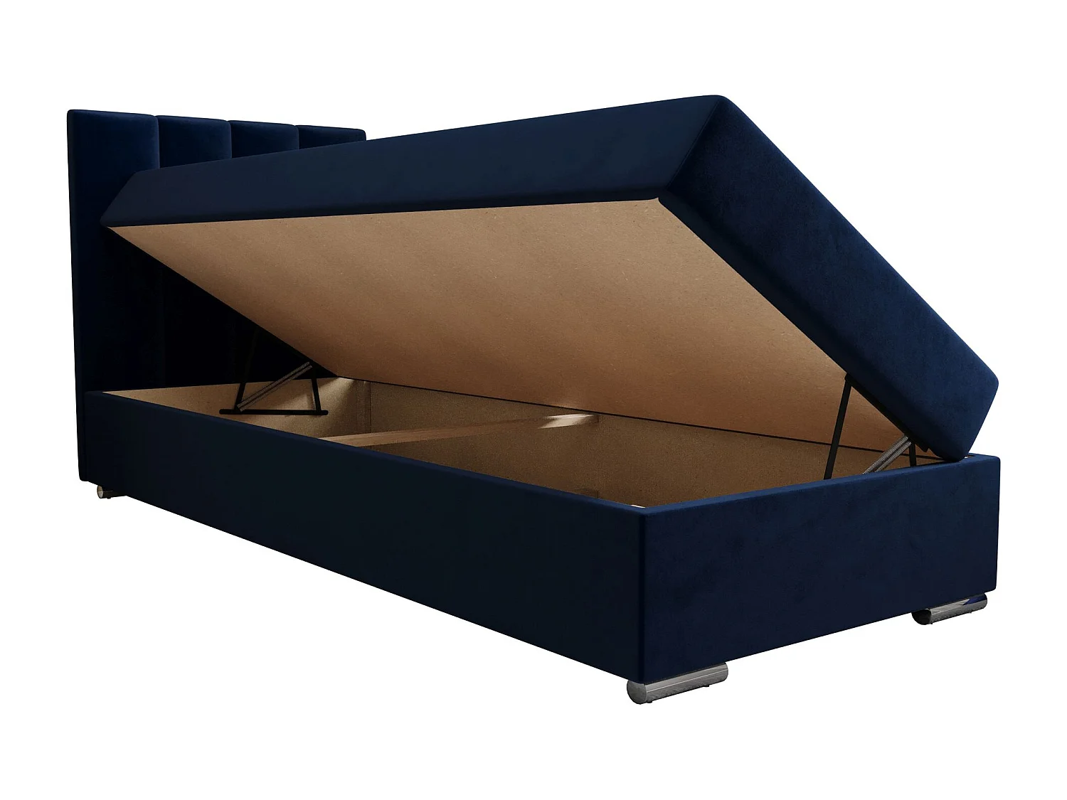 BEDANTE Lit boxspring ZAKO 2 80x200 Itaka 11 Bleu foncé Lit Ouverture à gauche Lit Litkasten