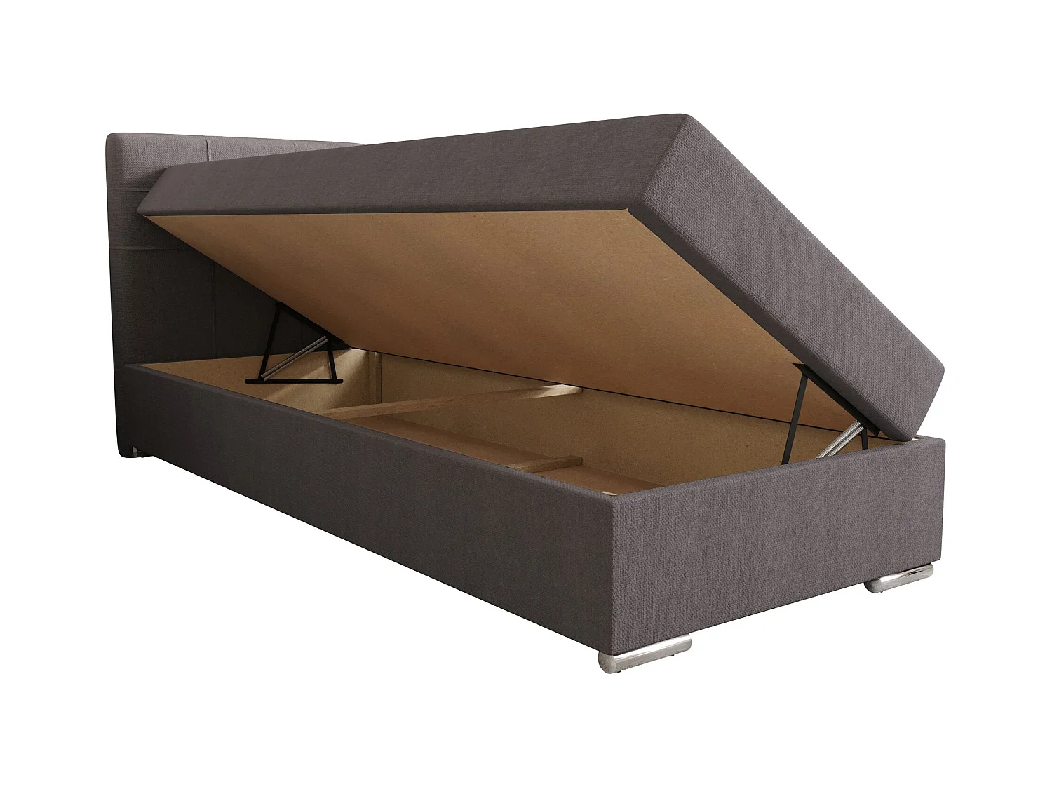 BEDANTE Lit boxspring ZAKO 1 80x200 Cosmic 160 Gris clair Ouverture à gauche Lit Litkasten
