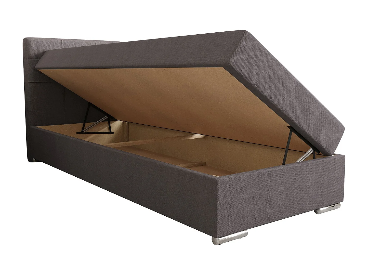 BEDANTE Lit boxspring ZAKO 1 80x200 Cosmic 160 Gris clair Ouverture à gauche Lit Litkasten