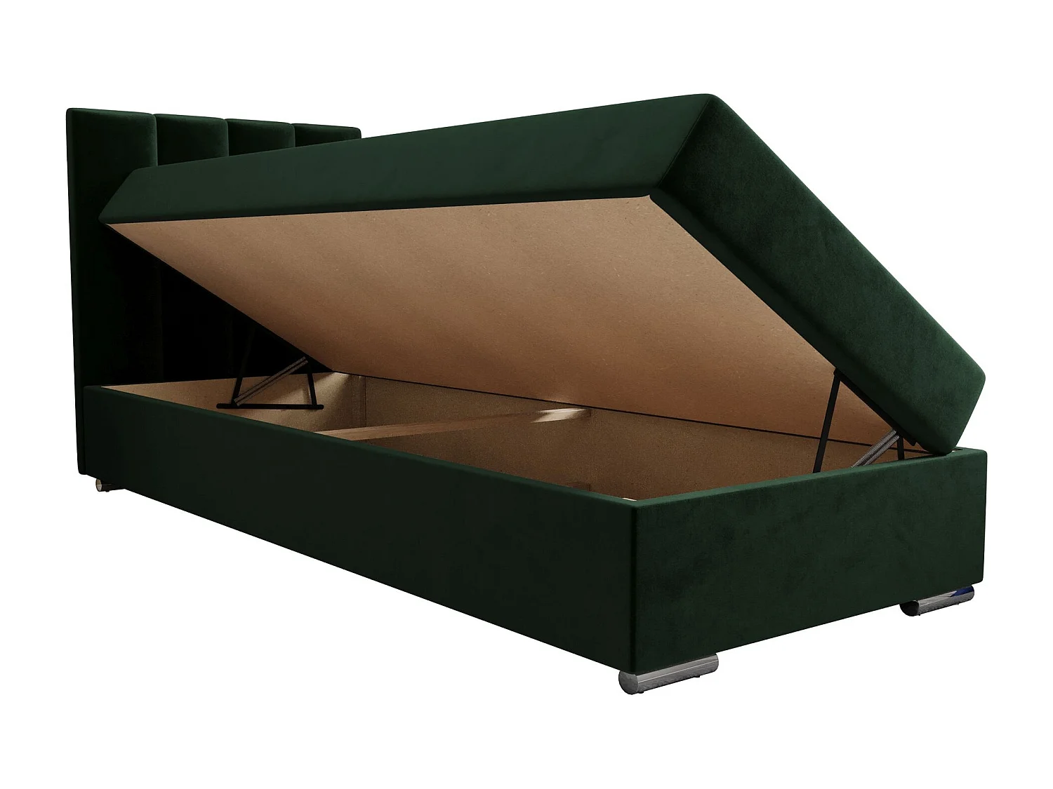 BEDANTE Lit boxspring ZAKO 2 90x200 Itaka 10 Vert foncé Lit Ouverture à gauche Lit Litkasten