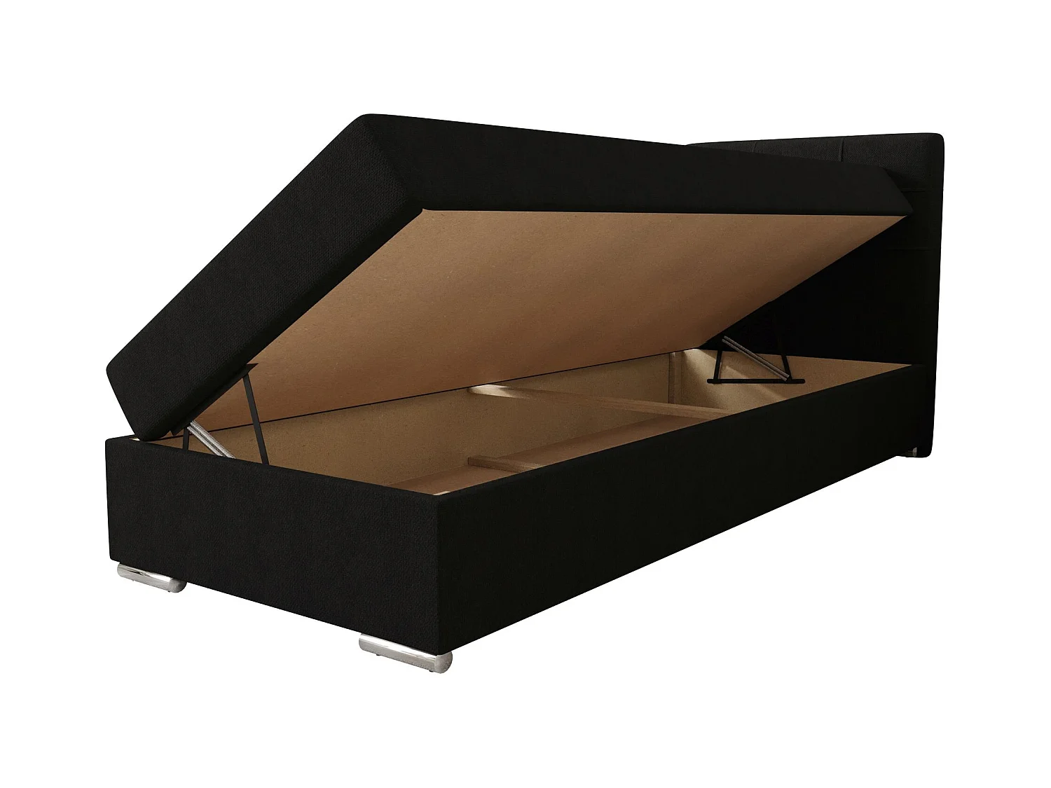 BEDANTE lit à sommier tapissier ZAKO 1 80x200 Cosmic 100 noir ouverture à droite lit litkasten