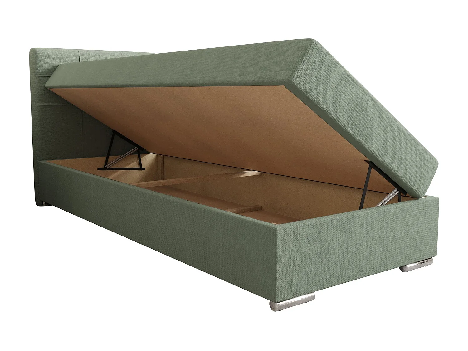 BEDANTE Lit boxspring ZAKO 1 90x200 Cosmic 16 Vert clair Ouverture à gauche Lit Litkasten