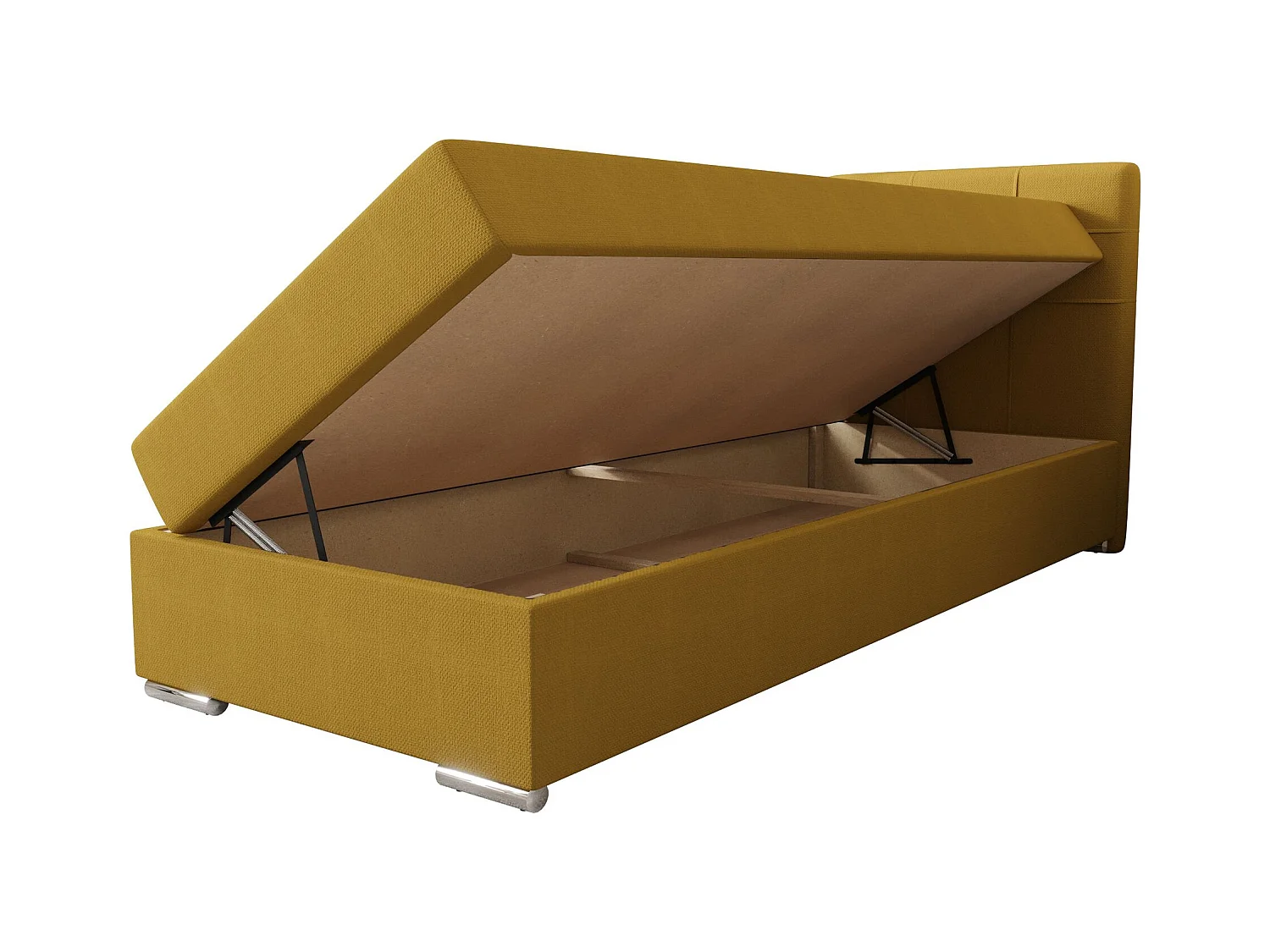 BEDANTE lit à sommier tapissier ZAKO 1 90x200 Cosmic 120 jaune ouverture à droite lit litkasten