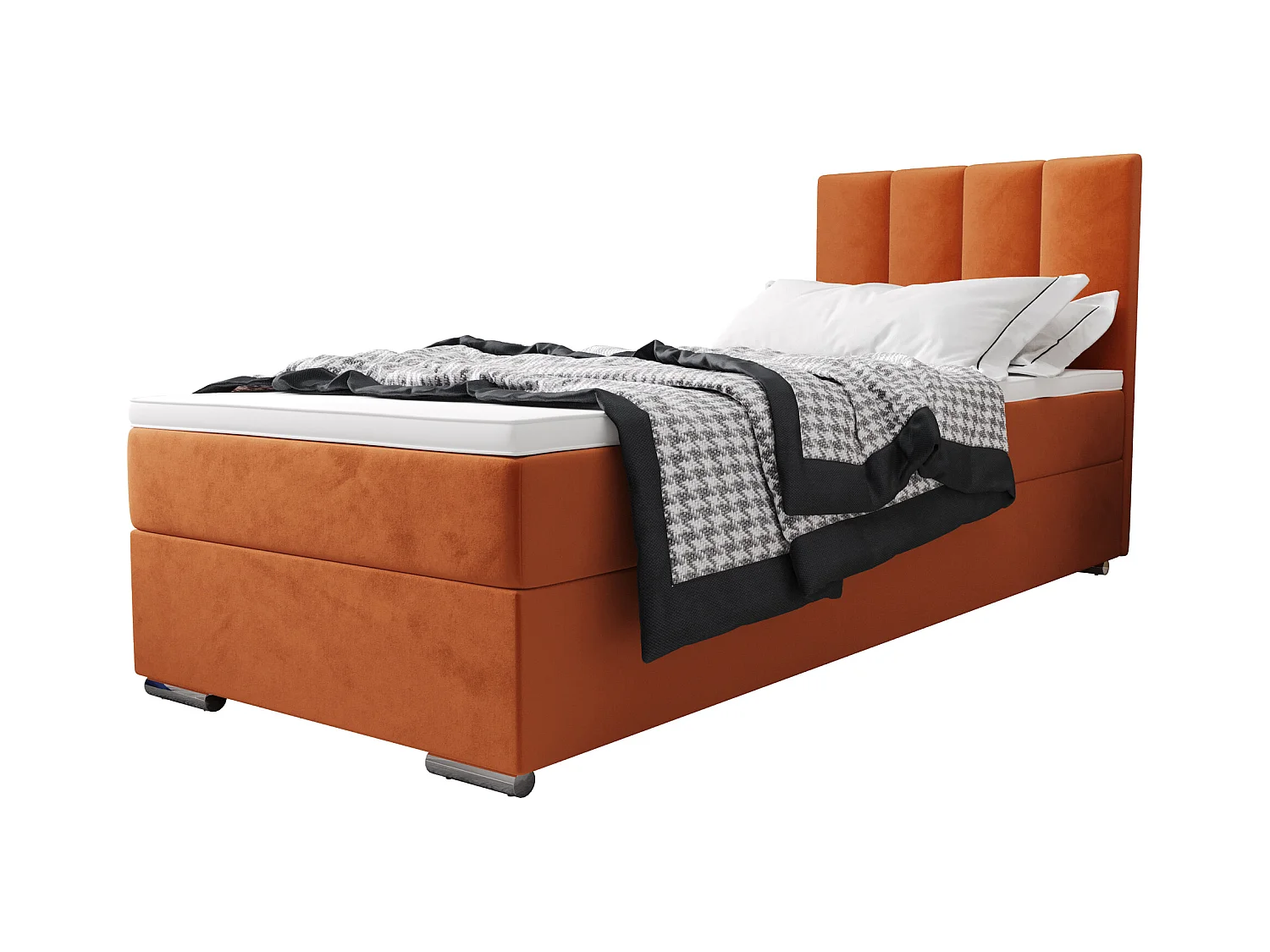 BEDANTE Boxspringbett ZILANO2 80x200 Itaka 1 Braun Bett Links Öffnung Bett Bettkasten Einzellbett Hotelbett Topper Matratze Schlafzimmer Stauraum