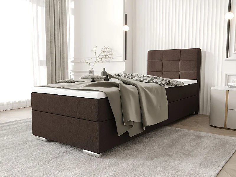 BEDANTE lit à sommier tapissier ZAKO 1 90x200 Cosmic 800 brun foncé ouverture à droite lit litkasten