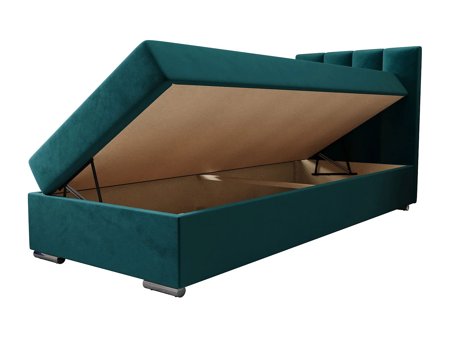 BEDANTE Lit boxspring ZAKO 2 80x200 Itaka 39 Bleu Lit Ouverture à droite Lit Litkasten
