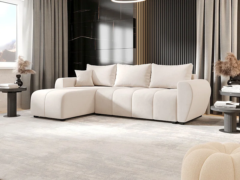 BEDANTE ECKSOFA MOLISA L Itaka 16 Links Beige mit Schlaffunktion L-Form Sofa mit Stauraum Bettkasten Wohnzimmersofa Couch Sofa Bettsofa Bettkasten Bettcouch